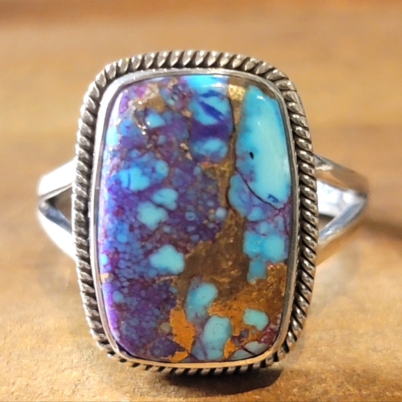 Native Jewelry - Native Kingman Turquoise Gemstone Ring Size 7 Sterling Silver Price Firm